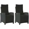 Image de vidaXL Fauteuil de jardin avec repose-pieds 2 pcs. Réglable Noir Poly Rattan