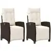 Image de vidaXL Fauteuil de jardin avec repose-pieds 2 pcs. Réglable Marron Poly Rattan