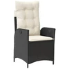 Image de vidaXL Fauteuil de jardin Réglable avec coussins Noir Poly Rattan