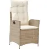 Image de vidaXL Fauteuil de jardin avec coussin Réglable Beige Poly Rattan