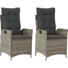 Image de vidaXL Fauteuil de jardin avec coussin 2 pcs. Réglable Gris Poly Rattan