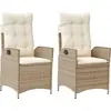 Image de vidaXL Fauteuil de jardin avec coussin 2 pcs. Réglable Beige Poly Rattan