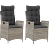 Image de vidaXL Fauteuil de jardin avec coussin 2 pcs. Réglable Gris clair Poly Rattan