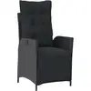 Image de vidaXL Fauteuil de jardin avec repose-pieds Réglable noir Poly rotin