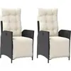 Image de vidaXL Fauteuil de jardin avec repose-pieds 2 pcs. Réglable Noir Poly Rattan