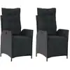 Image de vidaXL Fauteuil de jardin avec repose-pieds 2 pcs. Réglable Noir Poly Rattan