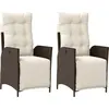 Image de vidaXL Fauteuil de jardin avec repose-pieds 2 pcs. Réglable Marron Poly Rattan