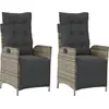 Image de vidaXL Fauteuil de jardin avec repose-pieds 2 pcs. Réglable Gris Poly Rattan
