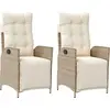 Image de vidaXL Fauteuil de jardin avec repose-pieds 2 pcs. Réglable Beige Poly Rattan
