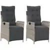 Image de vidaXL Fauteuil de jardin avec repose-pieds 2pcs Réglable Gris clair Poly rotin
