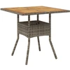 Image de vidaXL Table de jardin avec plateau en acacia gris 80x80x75 cm Poly rotin