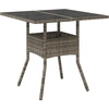 Image de vidaXL Table de jardin avec plateau en verre Gris 80x80x75 cm Poly rotin