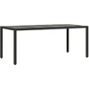 Image de vidaXL Table de jardin avec plateau en verre noir 190x90x75 cm Poly rotin