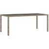 Image de vidaXL Table de jardin avec plateau en verre Gris 190x90x75 cm Poly rotin