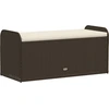 Image de vidaXL Banc avec espace de rangement & coussins Marron 115x51x52 cm Poly rotin
