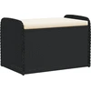 Image de vidaXL Banc avec espace de rangement & coussins Noir 80x51x52 cm Poly rotin