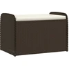Image de vidaXL Banc avec espace de rangement & coussins Marron 80x51x52 cm Poly rotin