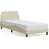 Image de vidaXL Cadre de lit avec tête de lit "Dover" Crème 80x200 cm Tissu