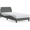 Image de vidaXL Cadre de lit "Dover" gris foncé 90x190 cm Tissu