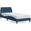 Image de vidaXL Cadre de lit avec tête de lit "Dover" bleu 90x190 cm Tissu