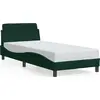 Image de Sommier avec tête de lit vert foncé 90x190 cm velours