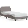 Image de vidaXL Cadre de lit avec tête de lit "Dover" Taupe 90x200 cm Tissu