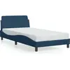 Image de vidaXL Cadre de lit avec tête de lit "Dover" bleu 100x200 cm Tissu