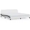 Image de vidaXL Cadre de lit "Dover" blanc et noir 200x200 cm simili-cuir