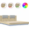 Image de vidaXL Cadre de lit avec tête de lit & lampes LED Chêne Sonoma 200x200 cm
