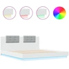 Image de vidaXL Cadre de lit avec tête de lit et lampes LED blanc 160x200 cm