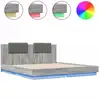 Image de vidaXL Cadre de lit avec t  te de lit et lampes LED Gris Sonoma 160x200cm