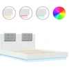 Image de vidaXL Cadre de lit avec tête de lit et lampes LED blanc 140x200 cm