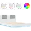 Image de vidaXL Cadre de lit avec tête de lit et lampes LED blanc 120x200 cm