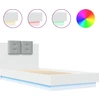 Image de vidaXL Cadre de lit avec t  te de lit et lampes LED blanc 100x200 cm