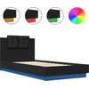 Image de vidaXL Cadre de lit avec t  te de lit et lampes LED noir 100x200 cm