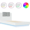 Image de vidaXL Cadre de lit avec tête de lit et lampes LED blanc 90x200 cm