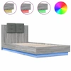 Image de vidaXL Cadre de lit avec t  te de lit et lampes LED Gris Sonoma 90x200 cm