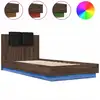 Image de vidaXL Cadre de lit avec tête de lit et lampes LED Chêne brun 90x200 cm
