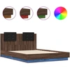 Image de vidaXL Cadre de lit avec tête de lit et LED brun aspect chêne 135x190 cm