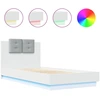 Image de vidaXL Cadre de lit avec tête de lit et lampes LED blanc 75x190 cm