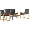Image de vidaXL Ensemble salon de jardin 4 pièces avec coussins noir poly rotin