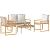 Image de vidaXL Ensemble salon de jardin 4 pièces avec coussins beige poly rotin