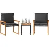 Image de vidaXL Ensemble Bistro 3 pièces avec coussins Noir Poly Rotin Acacia