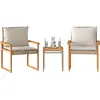 Image de vidaXL Ensemble Bistro 3 pièces avec coussins Beige Poly rotin Acacia