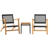 Image de vidaXL Ensemble bistrot 3 pièces noir poly rotin et bois massif acacia