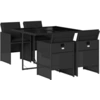 Image de vidaXL Ensemble de jardin 5 pièces avec coussins Noir Poly Rattan