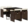 Image de vidaXL Ensemble de jardin 5 pièces avec coussins Marron Poly rotin