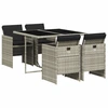 Image de vidaXL Salon de jardin 5 pièces avec coussins gris clair Poly rotin