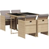 Image de vidaXL Salon de jardin 5 pièces avec coussins Mélange beige Poly rotin