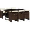 Image de vidaXL Ensemble de jardin 7 pièces avec coussins Marron Poly rotin